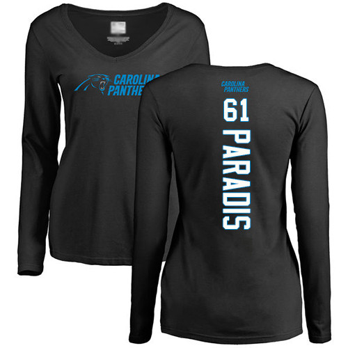 Carolina Panthers Black Women Matt Paradis Backer Slim Fit NFL Football #61 Long Sleeve T Shirt->women nfl jersey->Women Jersey